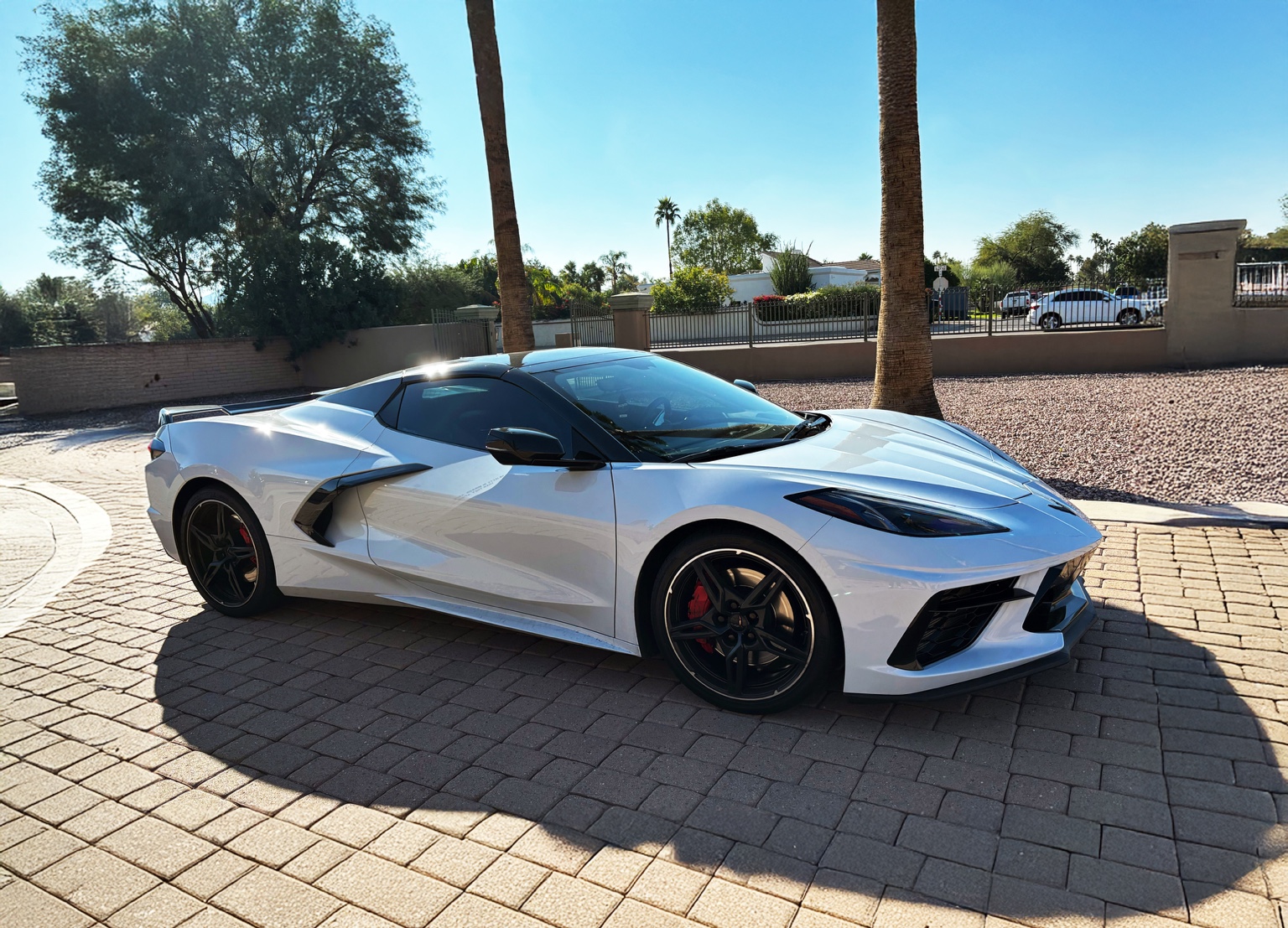 White Corvette parked outdoors
